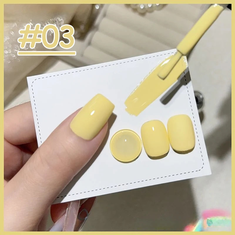 12Pcs Lemon Yellow Mustard Feather Nail Art Decorations - Gel Nail Polish Series