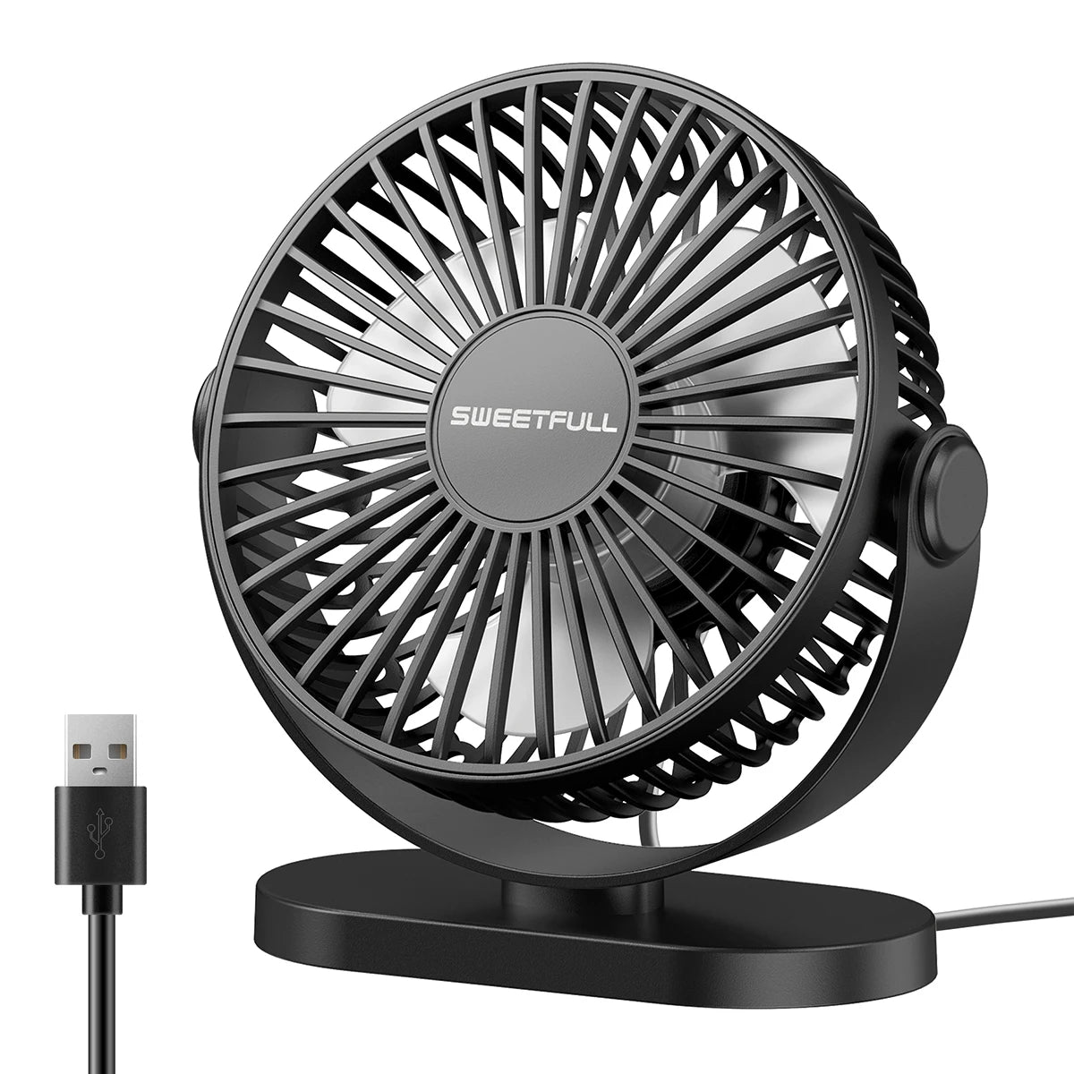 Portable USB Desk Fan with 3 Speed Settings, Quiet Mini Cooling Fan for Home Office Travel