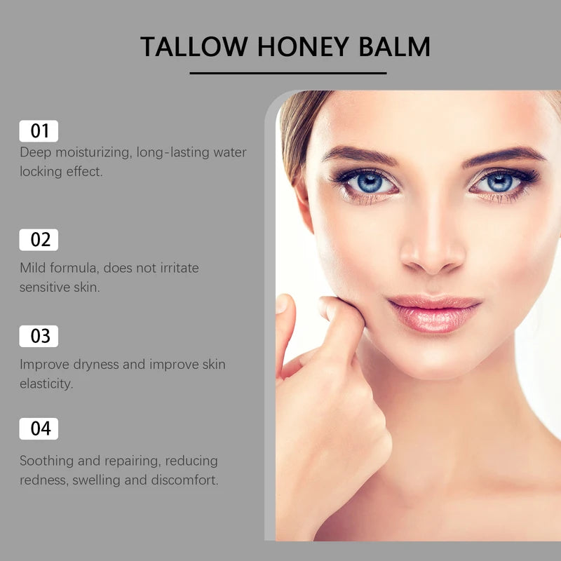 Organic Beef Tallow Face Cream with Raw Honey & Olive Oil - Hydrating Body Moisturizer