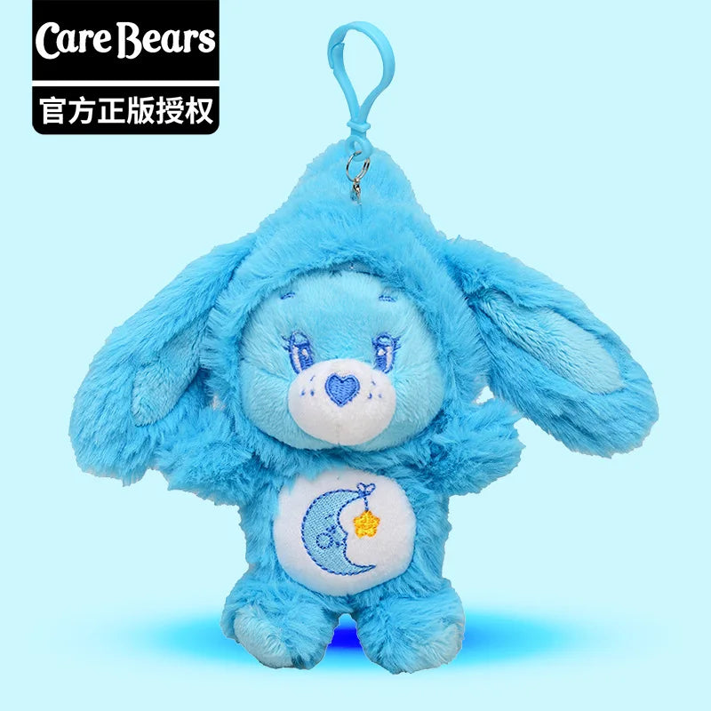 Genuine Carebears Plush Rabbit Keychain Rainbow Bear Doll Pendant Gift for School Bag