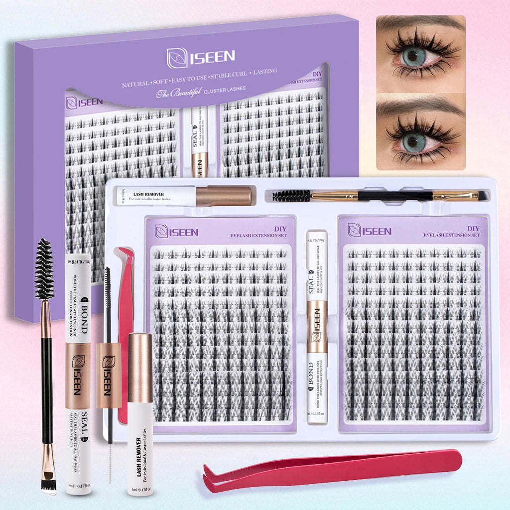 DIY Eyelash Extension Kit Full Set with Lash Bond & Seal, Tweezers & Brush