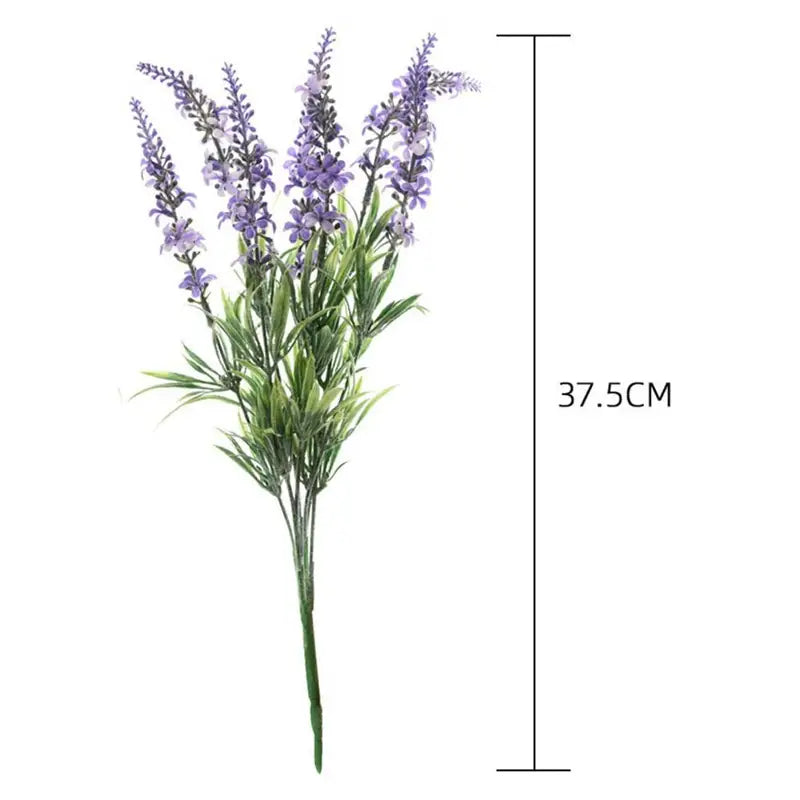 Artificial Lavender Flower Decoration Vivid Faux Flock Plant for Party & Home