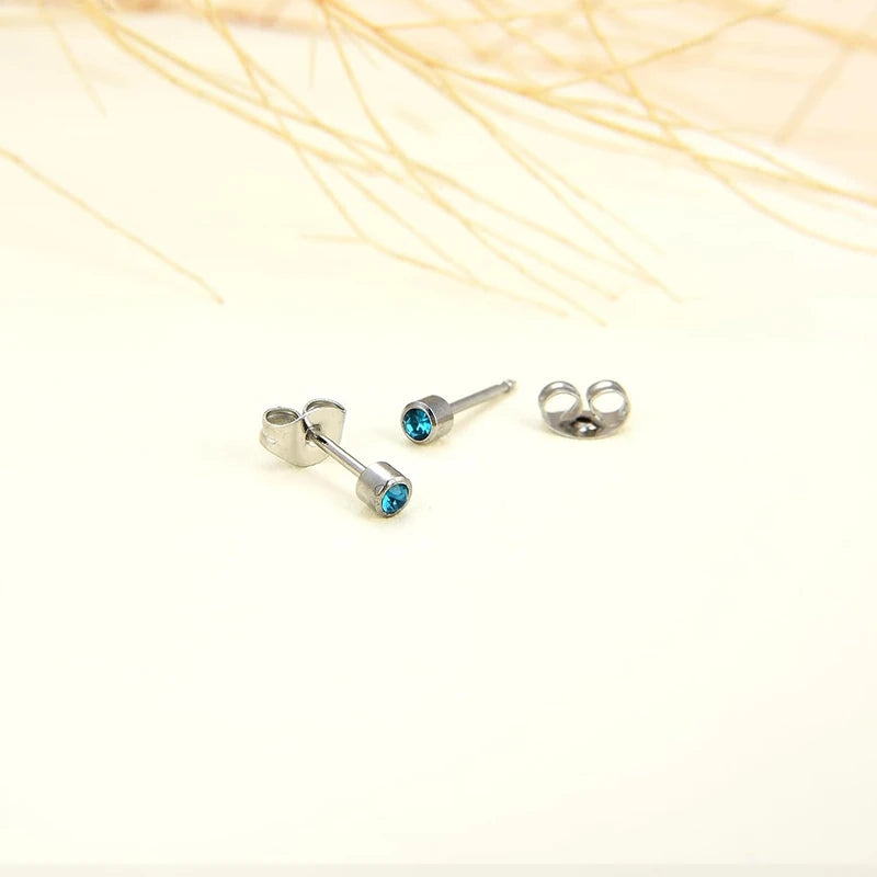 12 Pairs Multicolor Birthstone Ear Piercing Stud Earrings for Ear Piercing Guns