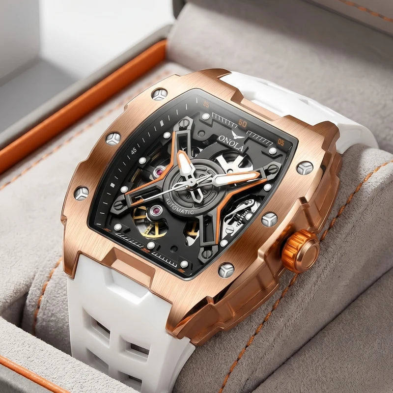 Automatic Mechanical Watch for Men Waterproof Silicone Strap - ONOLA