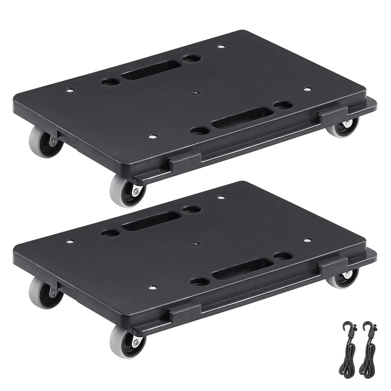 2 Pack Heavy Duty Furniture Moving Dolly with 4 Wheels - Industrial Flat Cart 500 lbs