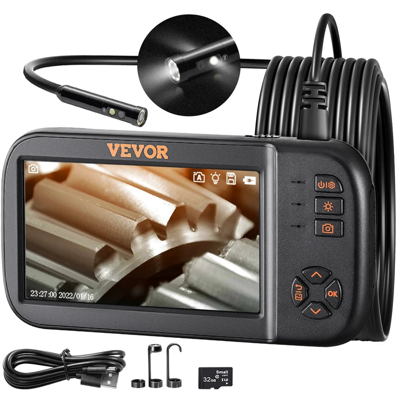Industrial Endoscope Camera 1080P 4.5-Inch IPS Screen Waterproof Borescope with 3 Lenses