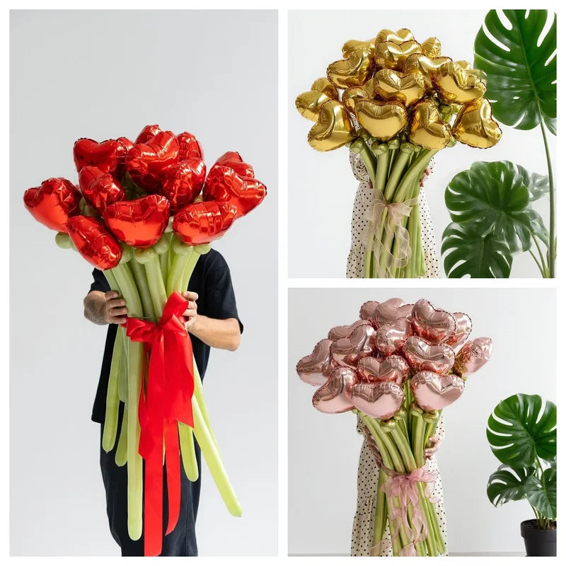 Balloon Bouquet Set for Celebrations - Red & Green Latex DIY Party Decor