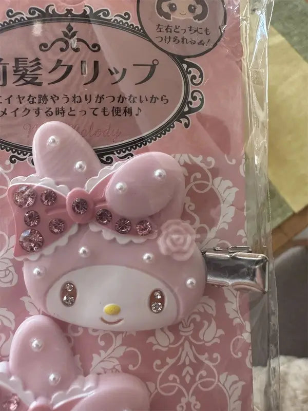 Cute Sanrio Cartoon Pig Hair Clips Diamond Pearl Hair Accessories for Bangs