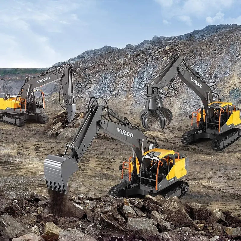 RC Excavator 1:16 Scale 3-in-1 Remote Control Crawler Truck with Alloy Body
