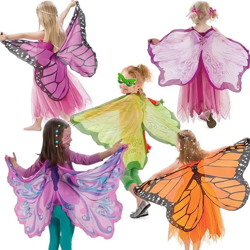 Kids Butterfly Costume Mask & Cloak Set for Halloween & Cosplay - Multiple Colors