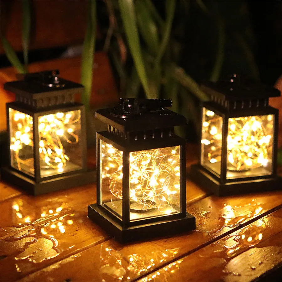 Outdoor Solar Lantern with Candle Effect - Waterproof Garden Path Lights