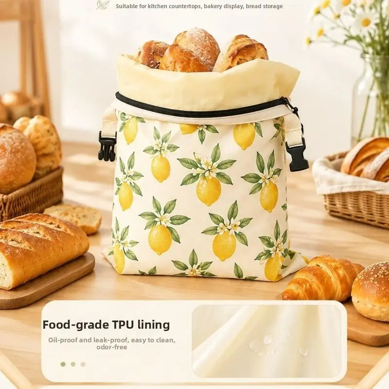 Breathable Cotton Beeswax Bread Bag with Lock Closure 43x33cm - Removable Inner Bag