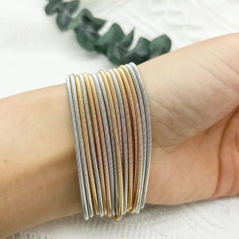 50 Pcs Elastic Metal Bracelets for Crafts Carbon Steel Wire Non-Slip Set