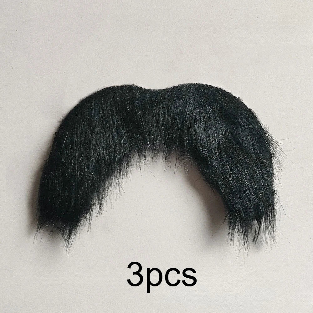 3pcs Fake Mustaches Set - Realistic Stick-On Facial Hair for Cosplay & Costumes