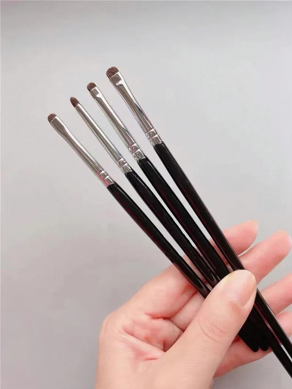 Set of 4 Precision Eye Makeup Brushes - Black Pony Hair Eyeliner & Eye Shadow Applicators