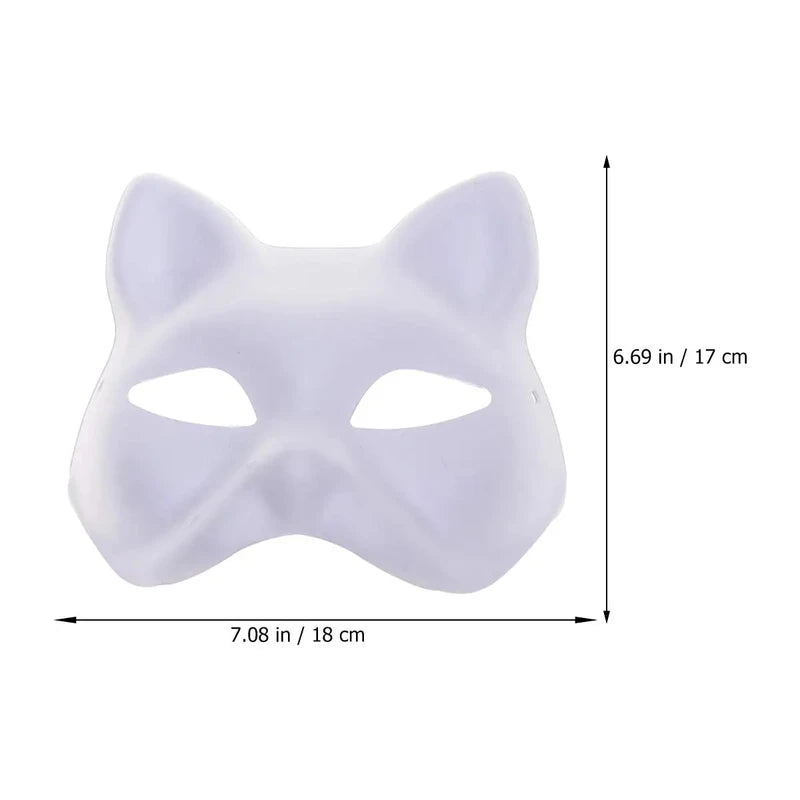 5Pcs White Cat Masks DIY Halloween Animal Half Face Masks for Cosplay and Party