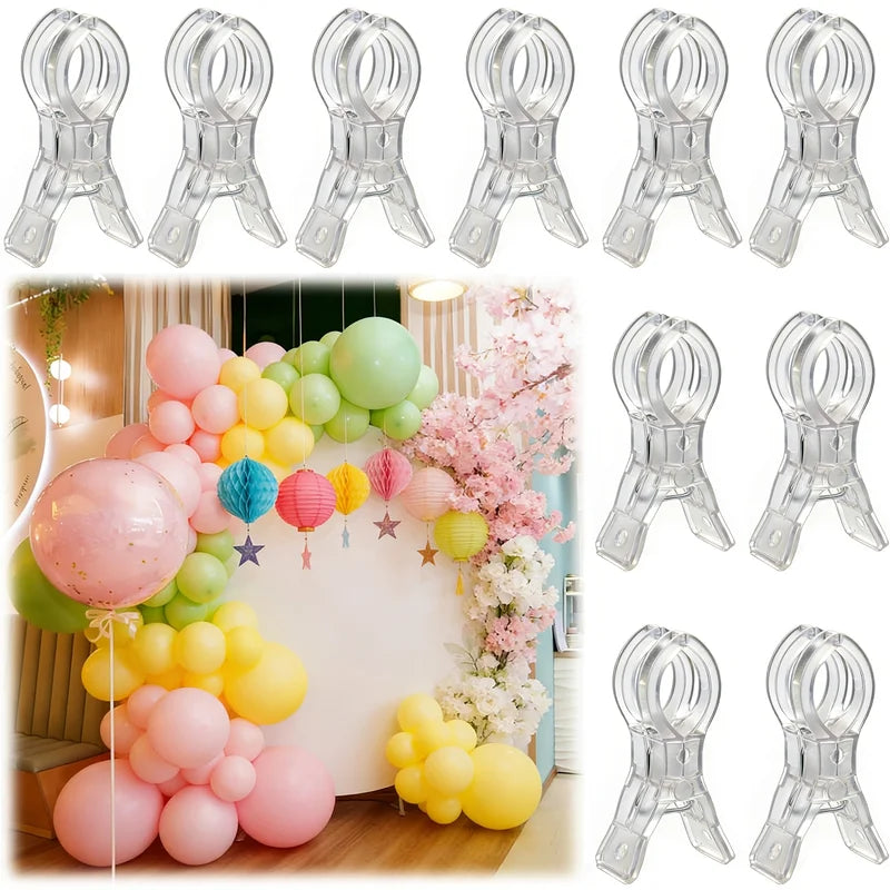 5-10pcs Non-Slip Balloon Arch Clips Transparent Plastic Spring Clamps for Photography & Decor
