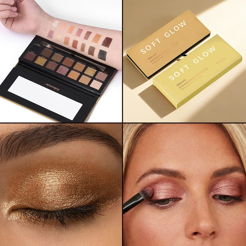 14-Color Soft Glow Eyeshadow Palette with Matte & Shimmer Shades - Long Lasting Natural Eye Makeup