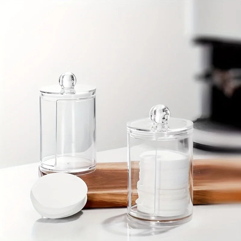 Clear Acrylic Makeup Organizer with Cotton Pad Holder - Multiple Colors