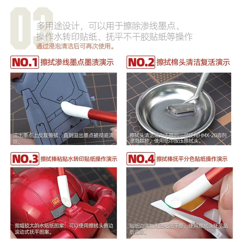 Hobby MIO Cleaning Sponge Swab Set for Model Kit Maintenance - Multiple Colors