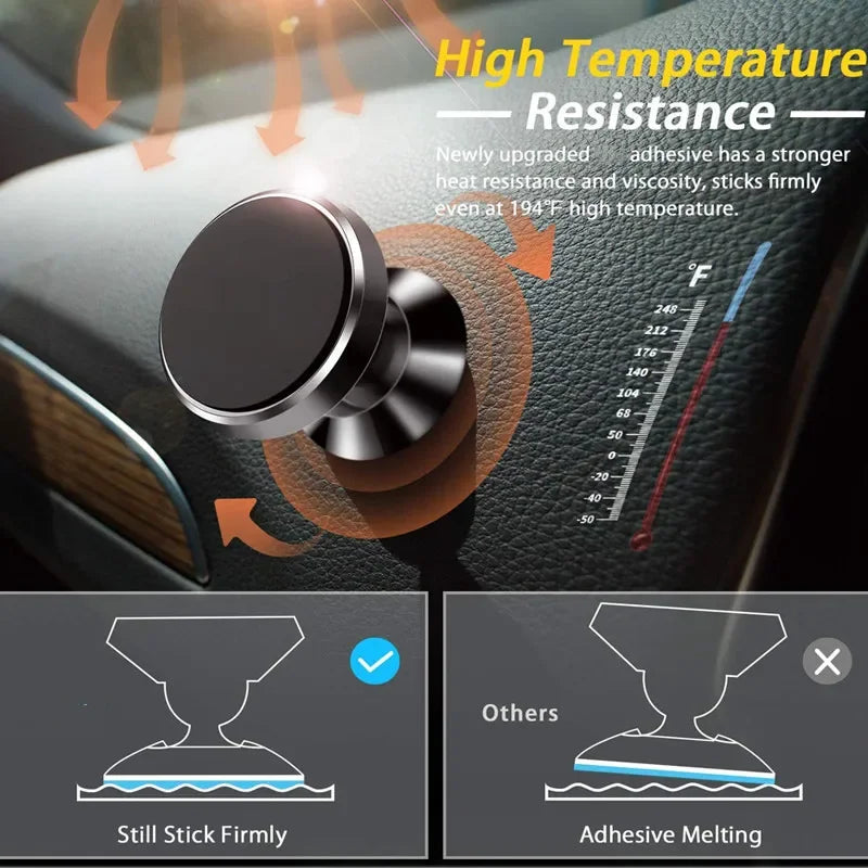 Magnetic Car Phone Holder Mount - Universal Dashboard Support for 4-6.5 Inch Phones