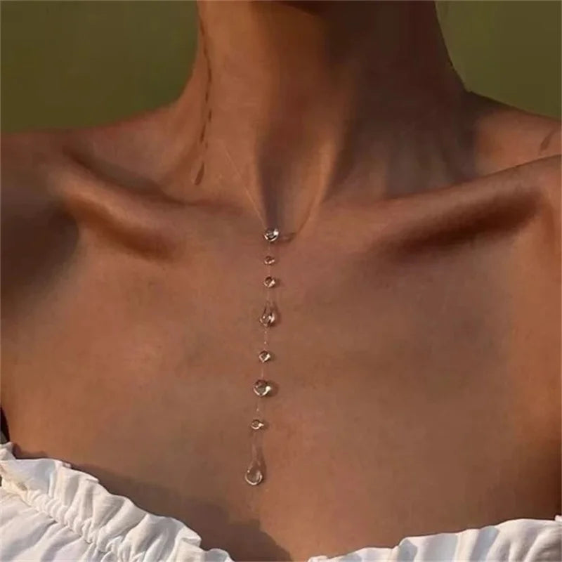 Women Beaded Clavicle Chain Necklace Earrings Bracelet Jewelry Set - Personalized