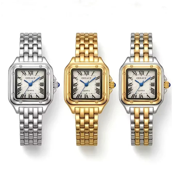 Elegant Square Dial Quartz Women's Watch with Waterproof Stainless Steel Strap