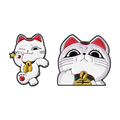 Anime Cat Enamel Pin with Hair Dryer & Lucky Middle Finger Brooch - Gift Jewelry