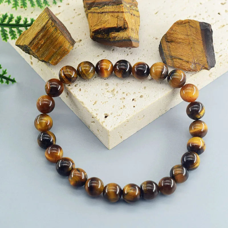 Natural Tiger Eye Bead Bracelet for Men and Women - Healing Crystal Jewelry