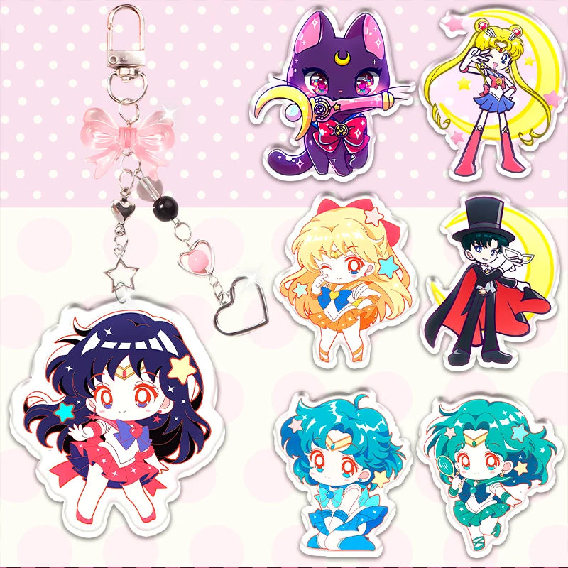 Sailor Moon Acrylic Keychain Set - Character Charm Pendant Accessories