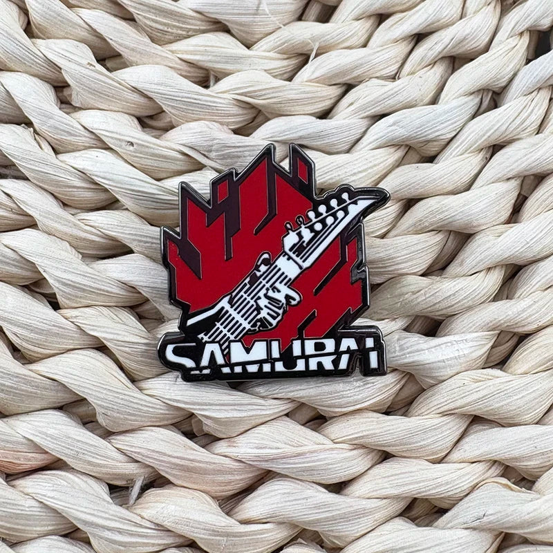 Anime Punk 2077 Samurai Guitar Logo Enamel Brooch Lapel Pin Jewelry Gift