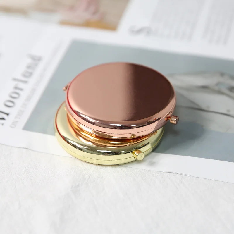 Double-Sided Portable Folding Makeup Mirror - Small Round Handheld Mirror for Men & Women