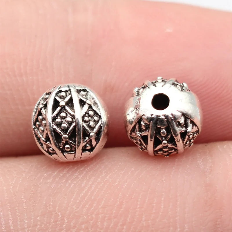 Geometric Rhombus Pattern Spherical Beads Set - 8.1x8x7.9mm 3 Colors