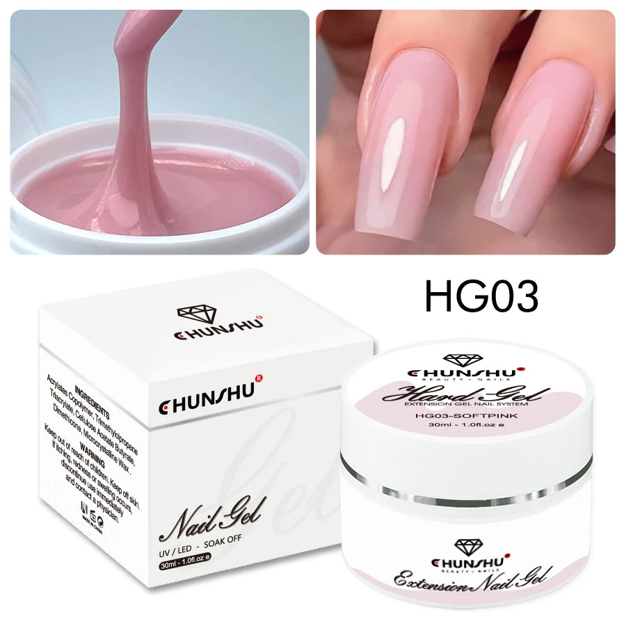 30ML Hard Gel for Nail Extensions - Milky White Builder & Reinforcement Gel