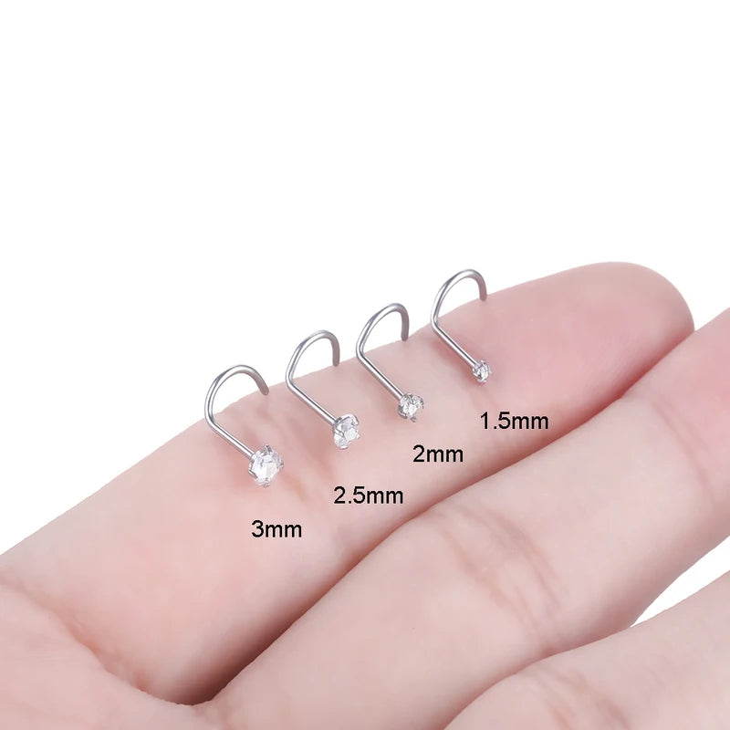 Stainless Steel Nose Piercing Jewelry Set 10/20/50 Pcs with CZ Crystals for Women