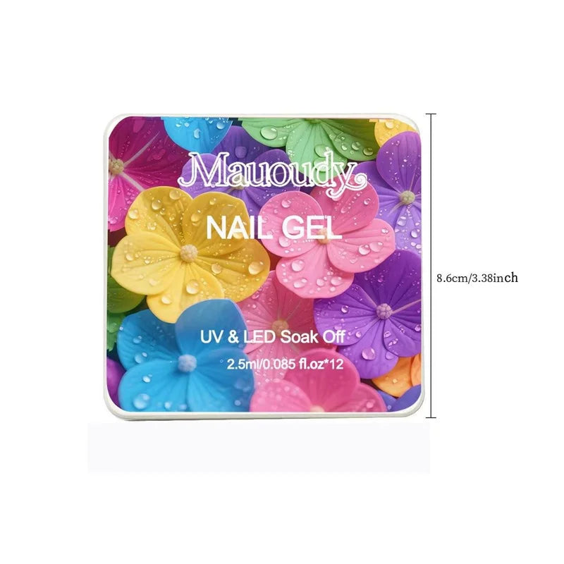 12-Color Nail Polish Palette Set - Solid Gradient UV Gel for DIY Nail Art