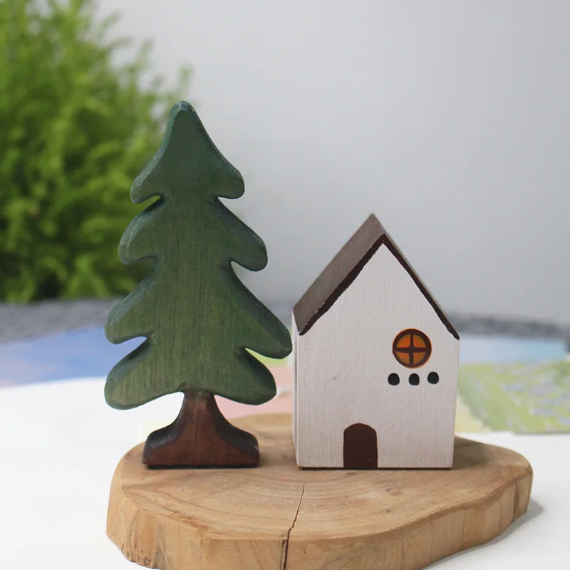 Wooden Christmas Tree Decor Mini Pine Ornaments for Home & Office - 1/5pcs