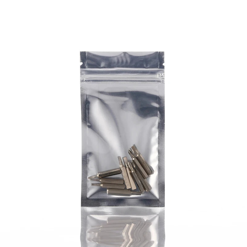 100pcs Transparent Ziplock Bags with Metallised One-Side for Packaging & Storage