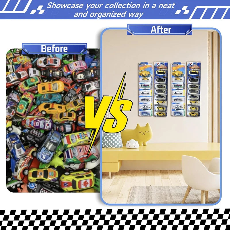 Clear Wall-Mount Display Case for Model Cars - Transparent Toy Car Organizer
