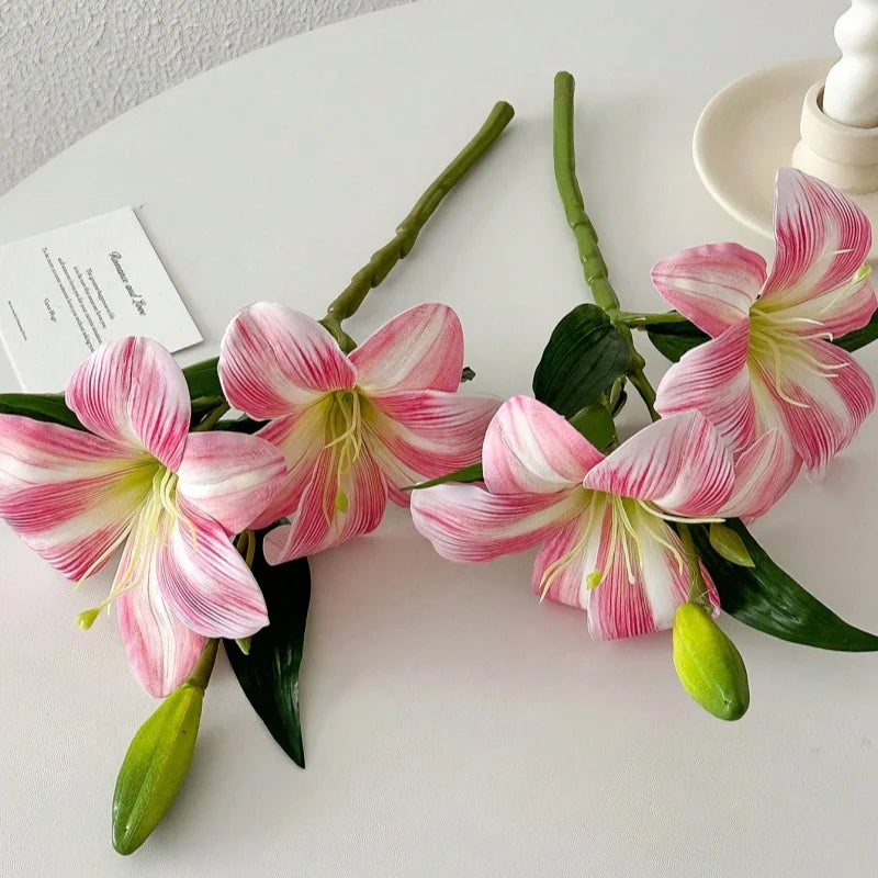 Artificial Lily Flowers - Faux Indoor & Outdoor Decor, 3 Heads