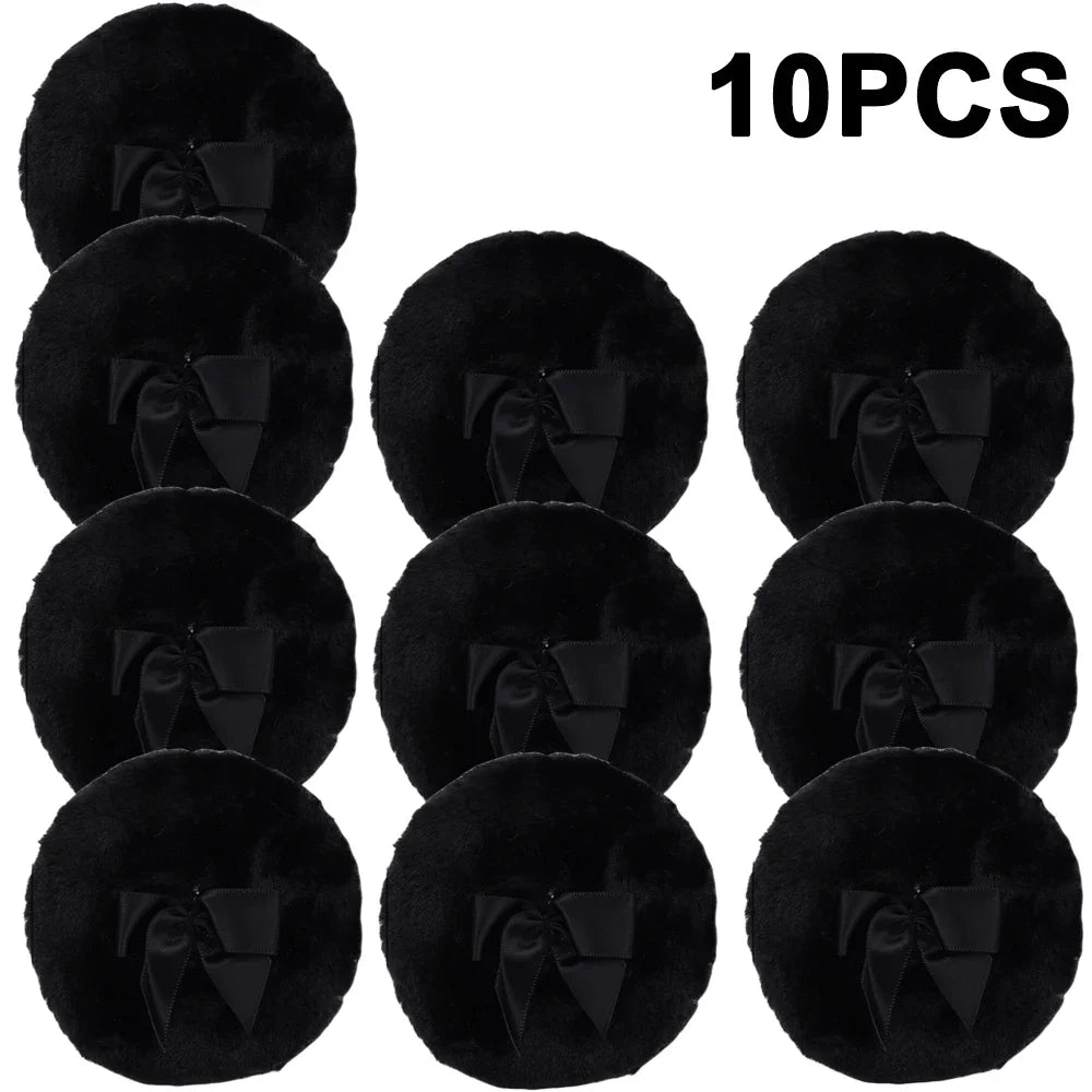 Bow-Shaped Round Plush Makeup Puff - Soft Reusable Face Powder Sponge