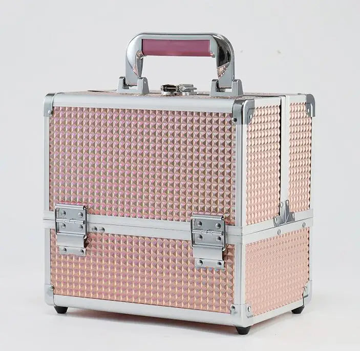 3-Tray Aluminum Makeup Case with Mirror Multi-Layer Beauty Storage for Professionals