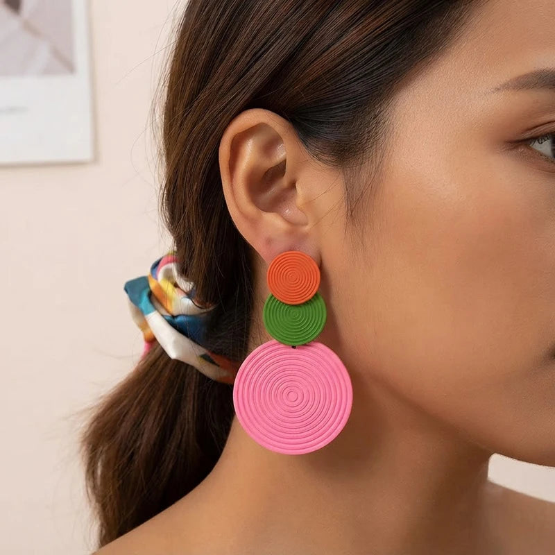 Trendy Dangle Earrings Trio Circle Design for Daily Outfits & Parties