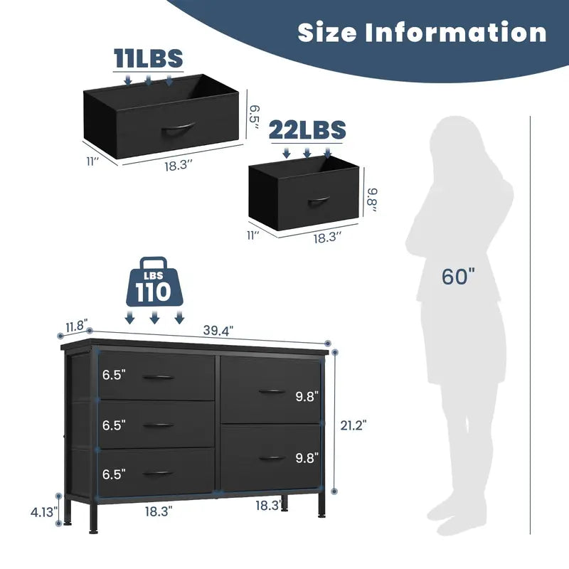 Multifunction Fabric Drawer Cabinet with Metal Frame and Adjustable Feet