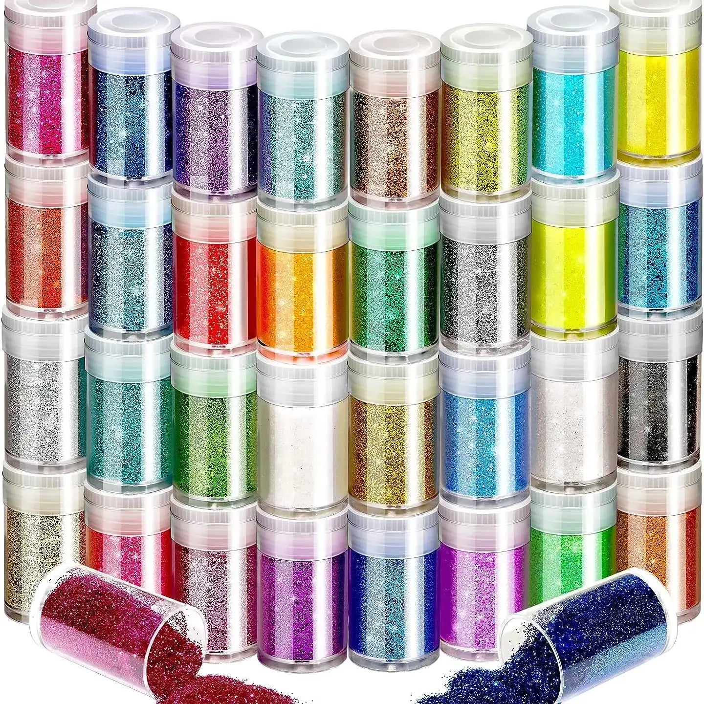 Sparkly Fine Glitter for Crafts & Nails - 32 Colors Rainbow Body & Face Glitter Powder