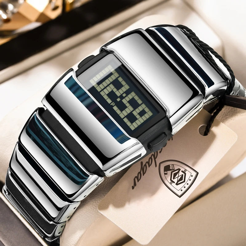 Digital Men’s Sports Watch Waterproof Alarm Date Stainless Steel Sport Watch