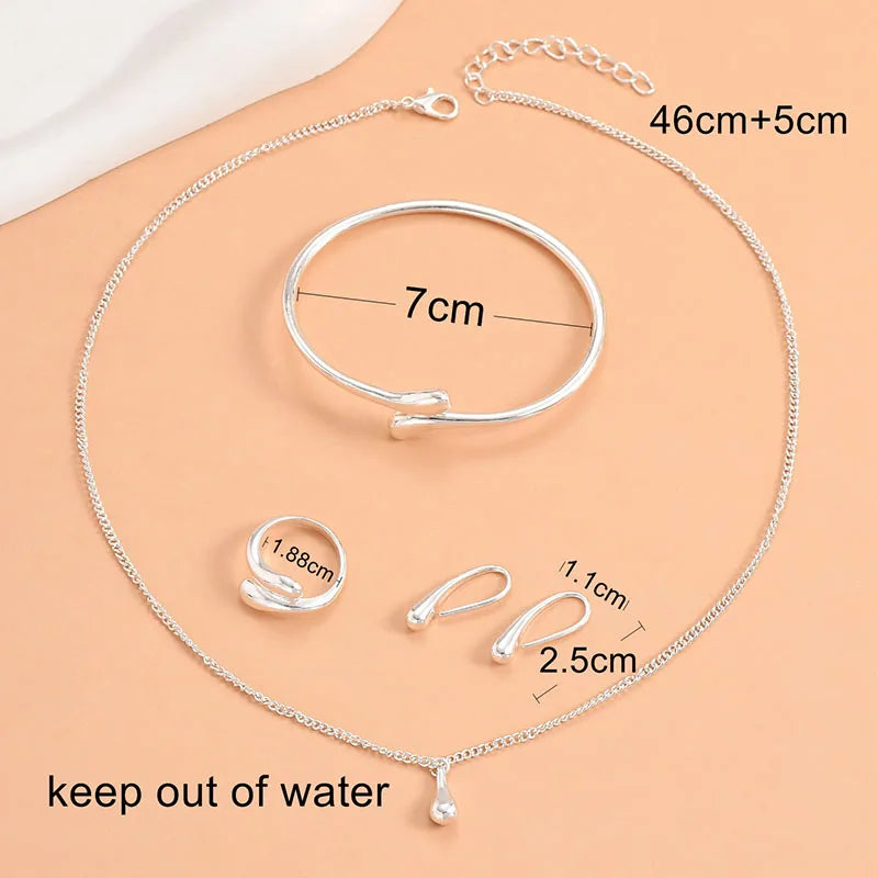 Water Drop Jewelry Set - Necklace, Bracelets, Rings & Earrings - Gift Set