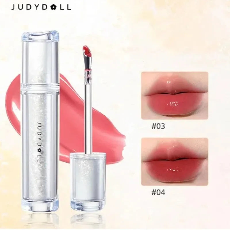 Judydoll Ice Lip Glaze Lipstick Set - Hydrating Watery Lip Makeup with Mirror