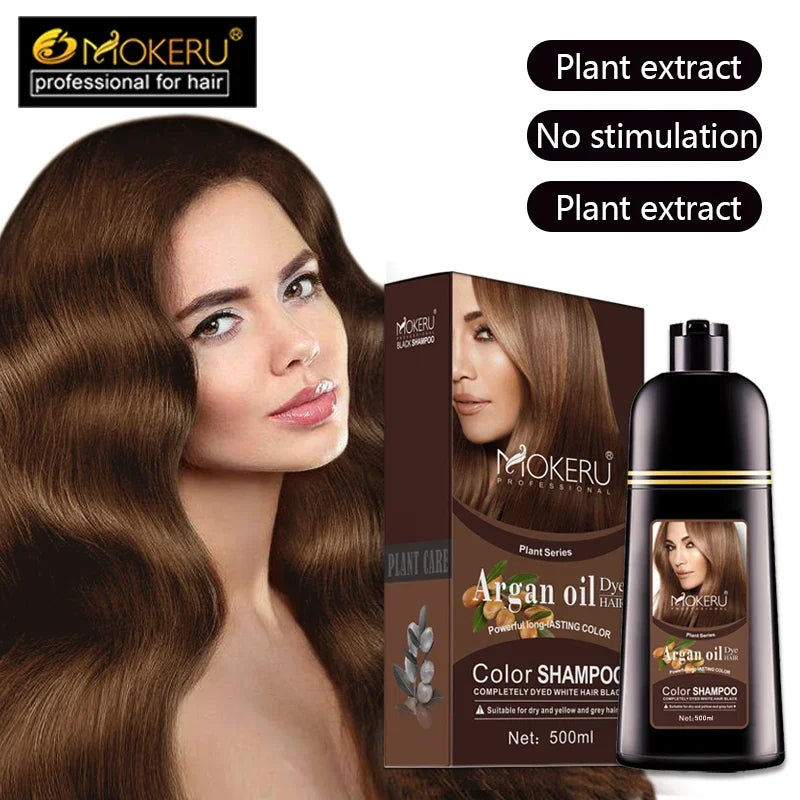 Natural Organic Hair Dye Shampoo - Long Lasting Black Color for Men & Women