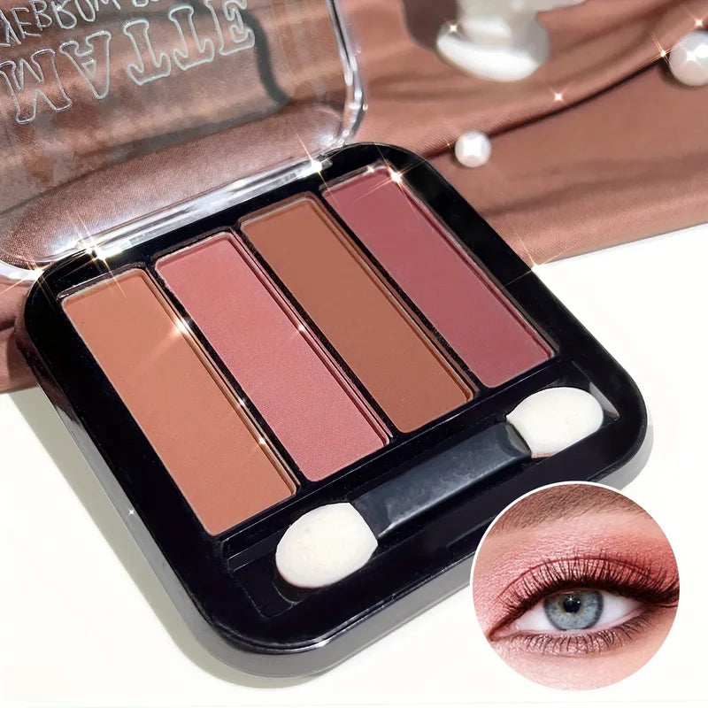 4-Color Eyeshadow Palette Long-Lasting Natural Earth Tones Makeup